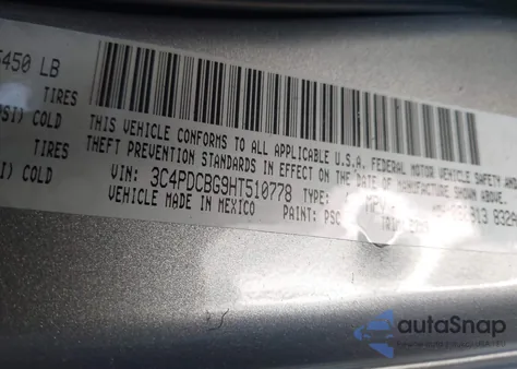 2017 Dodge Journey Sxt из США, поврежденный, VIN 3C4PDCBG9HT510778